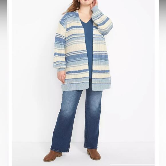 NEW Lane Bryant Open-Front Cardigan - Stripe Size 14/16 - Picture 2 of 11